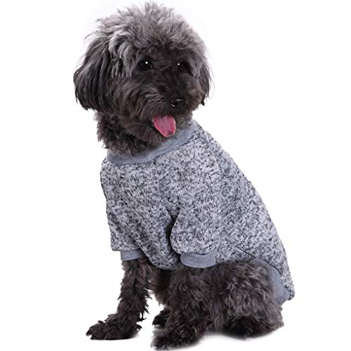 CHBORLESS (M, Grey) - Pet Dog Classic Knitwear Sweater Warm Winter Puppy Pet Coat Soft Sweater Clothing For Small Dogs