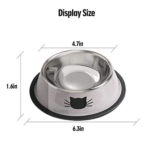 Rapsrk Stainless Steel Cat/Dog Bowls with Rubber Base Non-Slip Kitten/Rabbit/Puppy Dish,Pets Feeder Bowl and Water Bowl