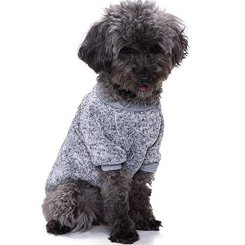 CHBORLESS (M, Grey) - Pet Dog Classic Knitwear Sweater Warm Winter Puppy Pet Coat Soft Sweater Clothing For Small Dogs