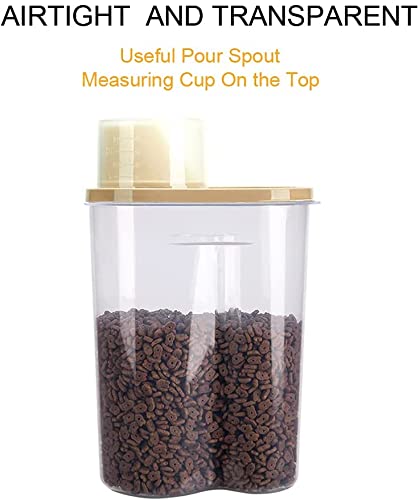 Premify 2Pcs Pet Food Storage Containers, Traveling Cat/Dog Food Container Set with Measuring Cup, Birds Feed/Food Container 2.5L, Refill Your Pet’s Bowls