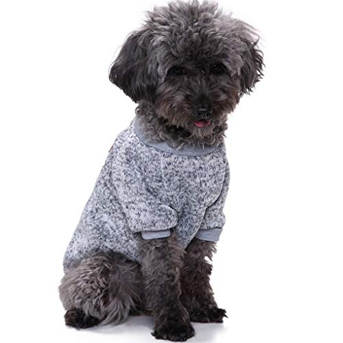CHBORLESS (M, Grey) - Pet Dog Classic Knitwear Sweater Warm Winter Puppy Pet Coat Soft Sweater Clothing For Small Dogs
