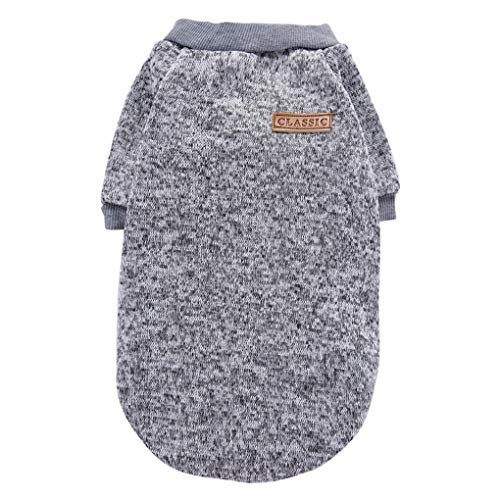 CHBORLESS (M, Grey) - Pet Dog Classic Knitwear Sweater Warm Winter Puppy Pet Coat Soft Sweater Clothing For Small Dogs