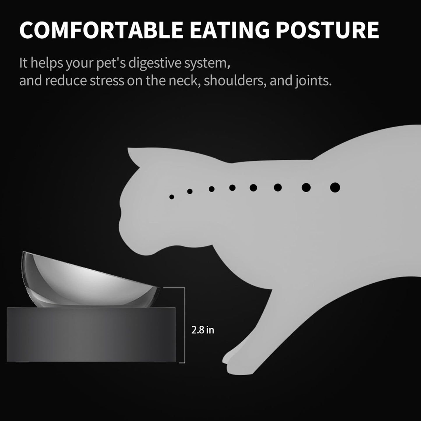 PETKIT CYBERTAIL Stainless Steel Raised Bowl, Inclined Food and Feeding Bowls, Non-Slip, No Spill for Cats and Small Dogs