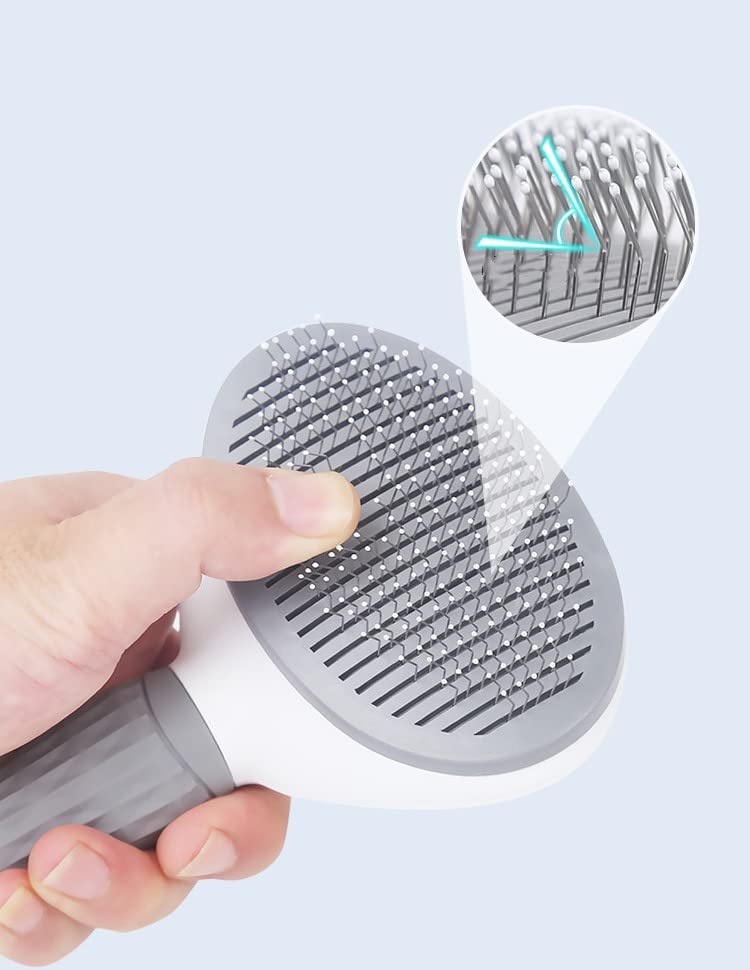 SKY TOUCH Pet Cat Brush for Shedding and Grooming, Dog Hair Removal Brush, Pet Groomer Shedding Grooming Tools Combs Rakes, Cats Brush for Short or Long Haired Removes Loose Hair & Tangles, grey