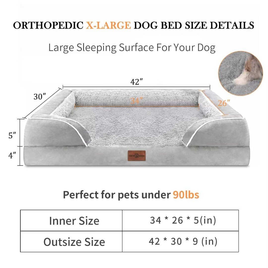 Comfort Expression XL Dog Beds for Extra Large Dogs, XL Dog Bed, Large Dog Bed Washable, Jumbo Dog Bed with Removable Cover and Zipper, Extra Large Dog Bed with Dog Bed Cover