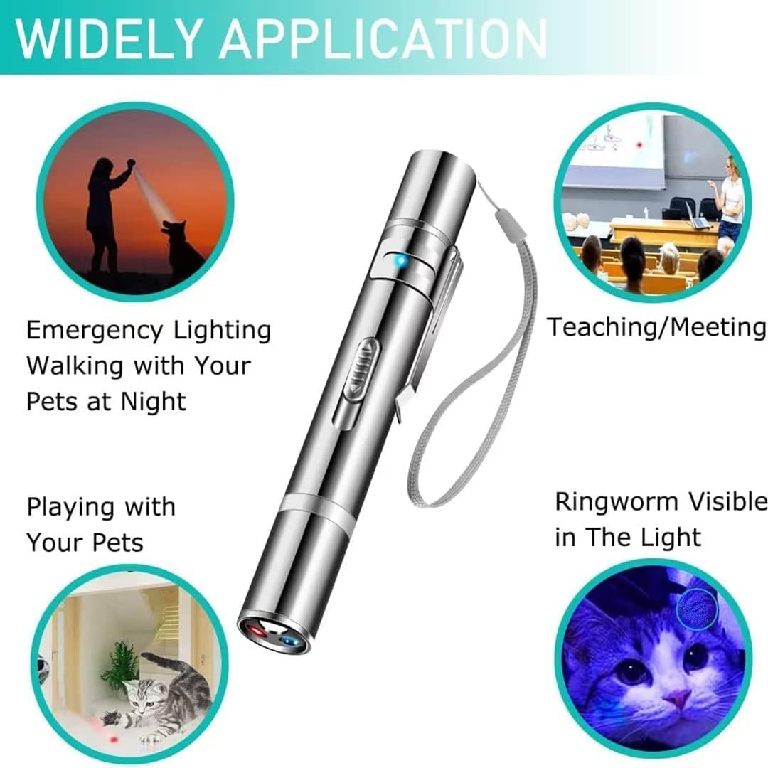 Mumoo Bear Cat Toys, Laser Pointer with 5 Adjustable Patterns, USB Recharge Laser, Long Range and 3 Modes Training Chaser Interactive Toy, Dog Laser Toy