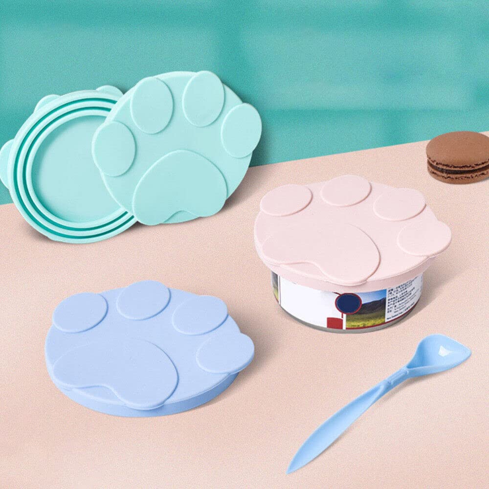ELECDON Pet Food Can Lids and Spoons, Universal BPA Free Silicone Can Lids Covers for Dog and Cat Food, One Can Cap Fit Most Standard Size Canned Dog Cat Food (Green)