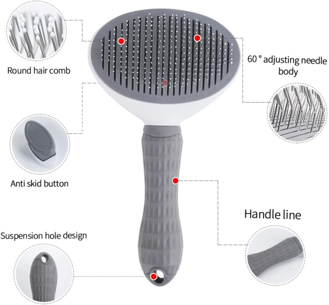 SKY TOUCH Pet Cat Brush for Shedding and Grooming, Dog Hair Removal Brush, Pet Groomer Shedding Grooming Tools Combs Rakes, Cats Brush for Short or Long Haired Removes Loose Hair & Tangles, grey
