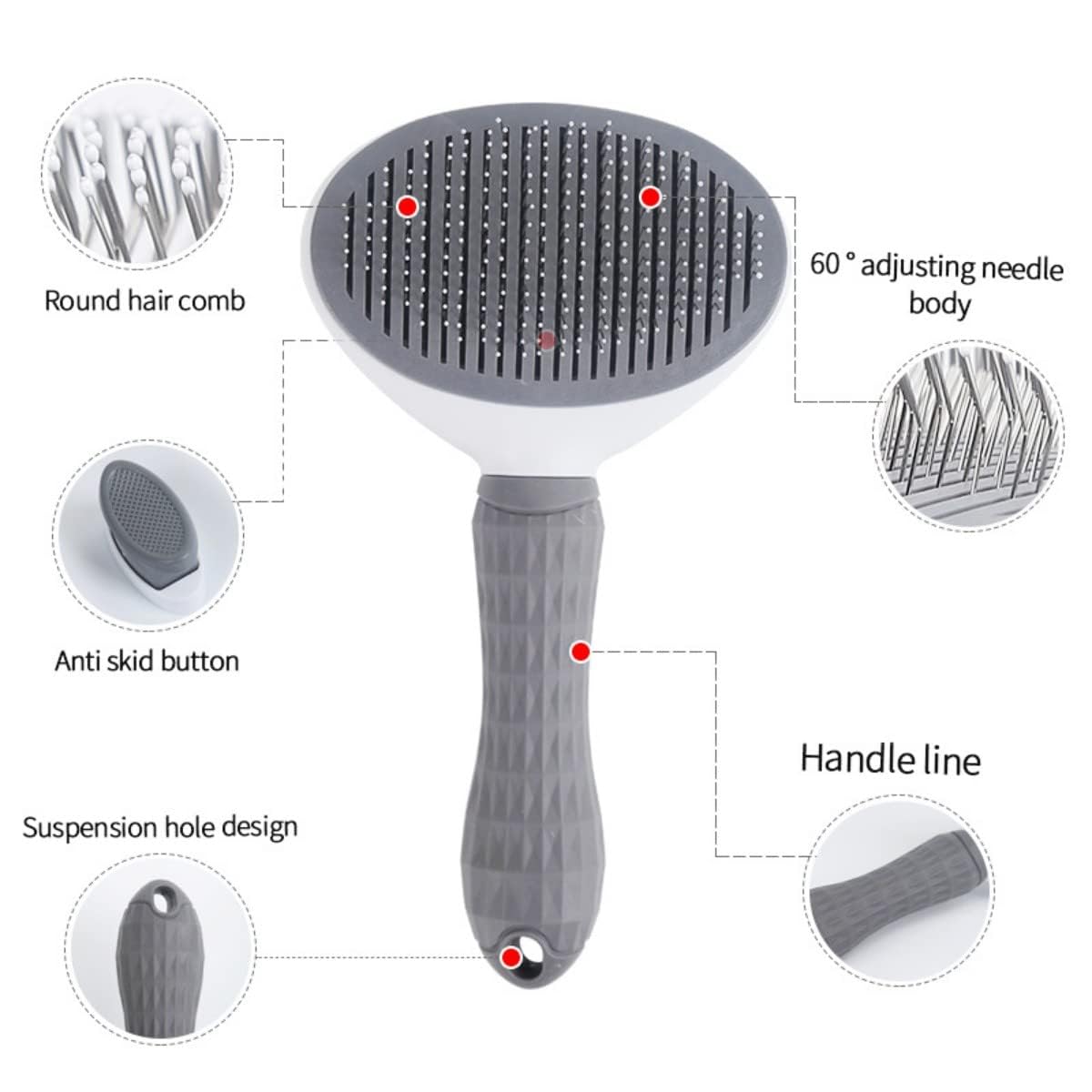 SKY TOUCH Pet Cat Brush for Shedding and Grooming, Dog Hair Removal Brush, Pet Groomer Shedding Grooming Tools Combs Rakes, Cats Brush for Short or Long Haired Removes Loose Hair & Tangles, grey