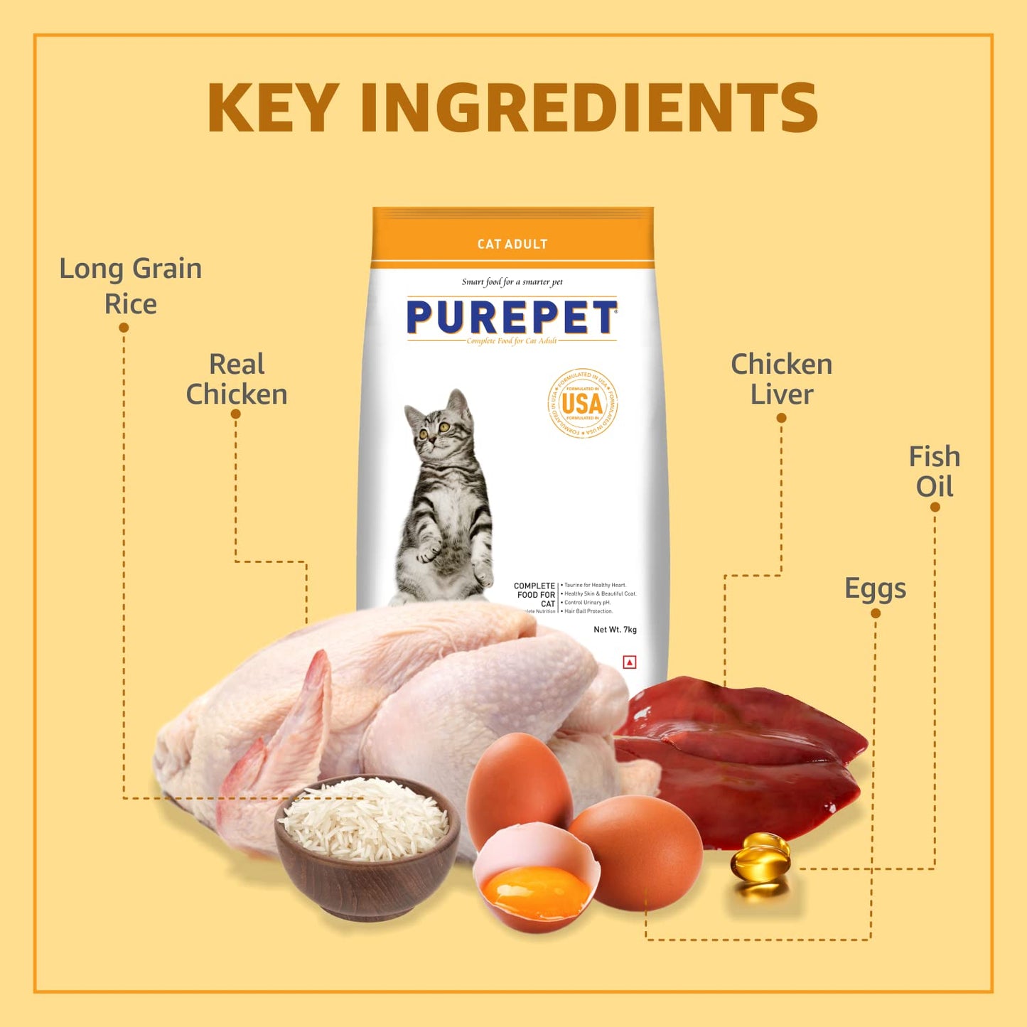 Purepet Real Chicken Adult Dry Cat Food, 7kg
