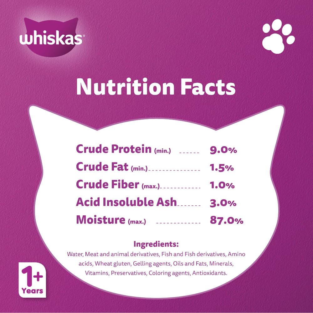Whiskas Oceanfish in Jelly Wet Cat Food Pack of 12x80g, Wet Food for 1+ Years Adult Cats, Complete and Balanced Nutrition