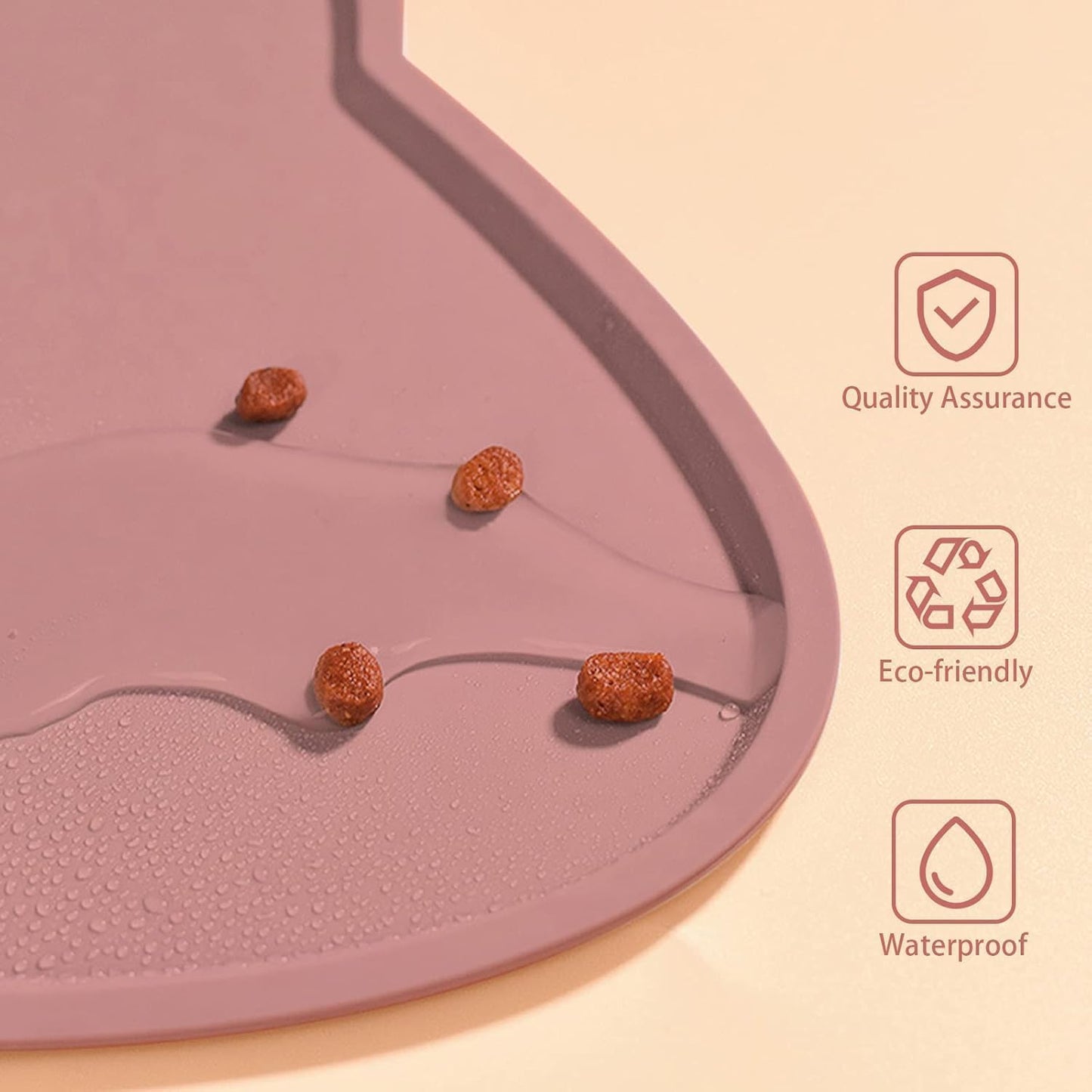 Lonimia 1 Pcs Pet Food Mat,Pet Silicone Bowl Mat,Pet Feeding Mat for Floor Non-Slip Waterproof Dog Water Bowl Tray Cushion Pink
