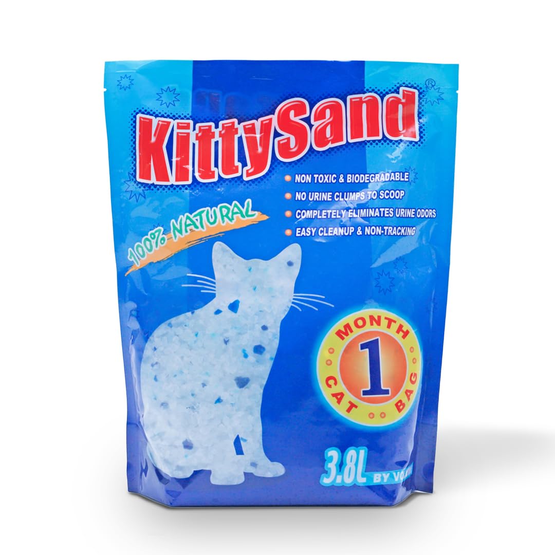KittySand 100% Natural Silica Crystal Cat Litter 3.8L Plain - Pack of 2