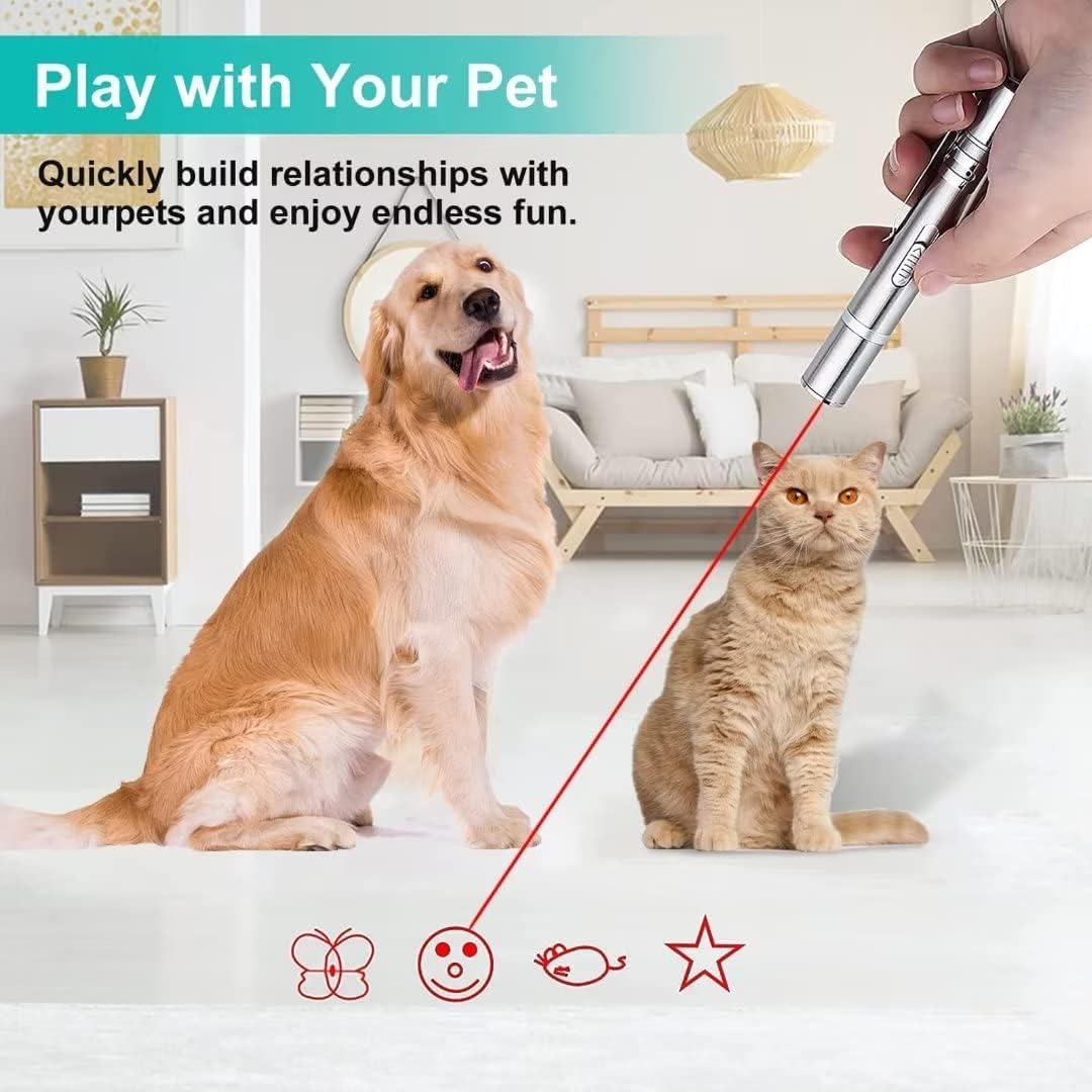 Mumoo Bear Cat Toys, Laser Pointer with 5 Adjustable Patterns, USB Recharge Laser, Long Range and 3 Modes Training Chaser Interactive Toy, Dog Laser Toy
