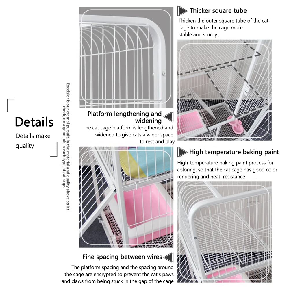 NeoStyle Large Cat Cage 4 Tier,Cat Cage Playpen Box Crate Kennel for Indoor Cats with Doors & Detachable Tray & Ladders & Wheels (Black(76 * 54 * 136cm))