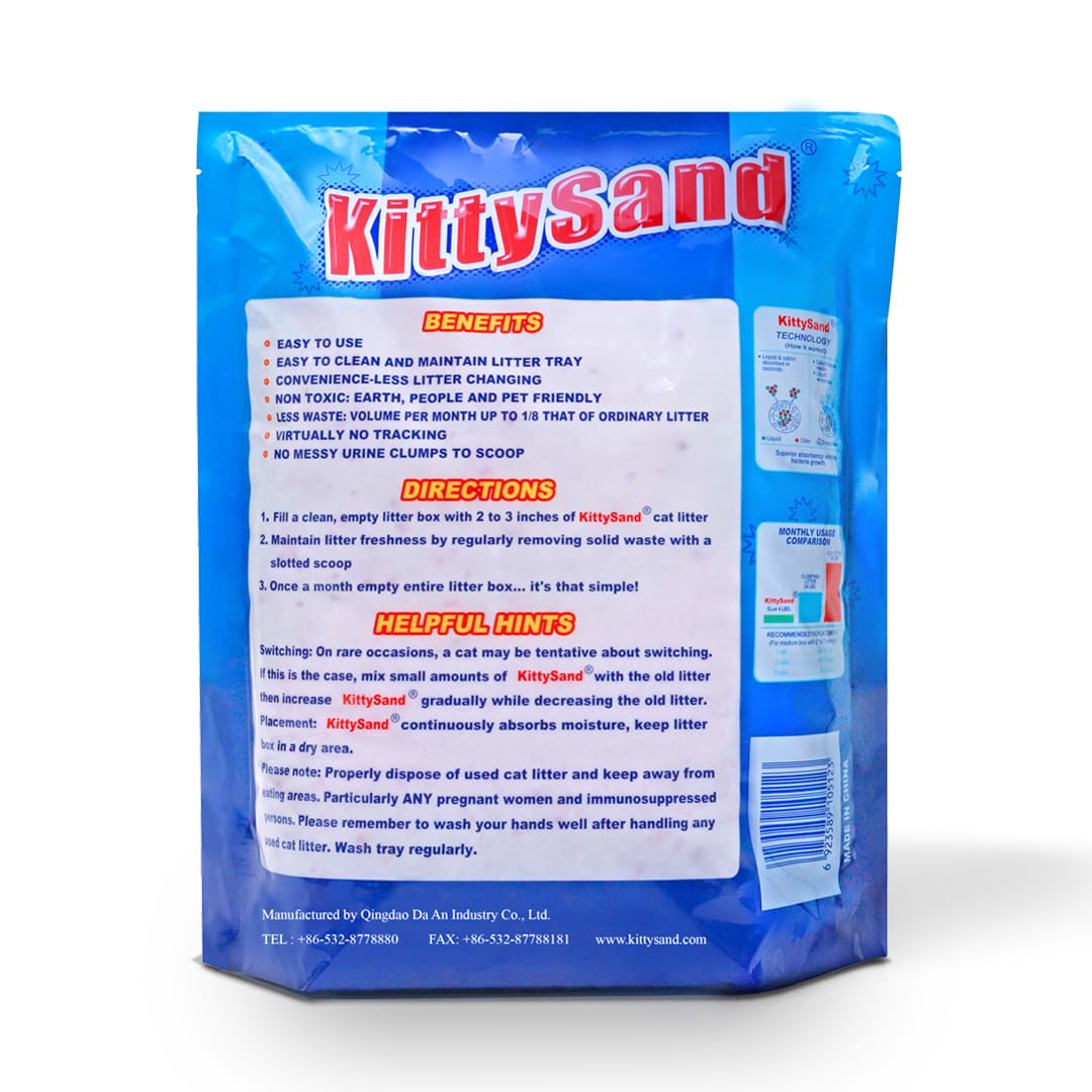 KittySand 100% Natural Silica Crystal Cat Litter 3.8L Plain - Pack of 2