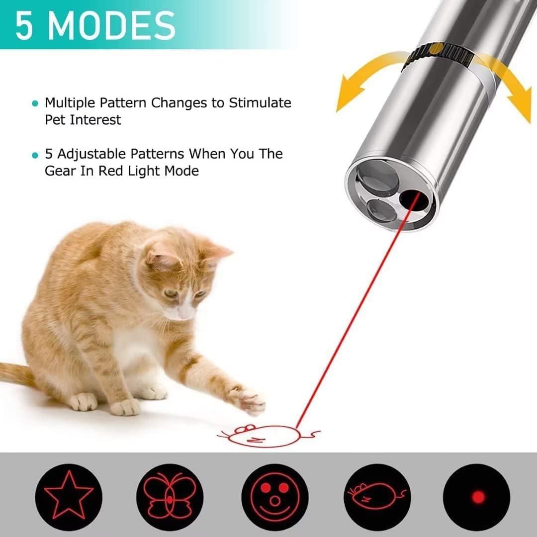 Mumoo Bear Cat Toys, Laser Pointer with 5 Adjustable Patterns, USB Recharge Laser, Long Range and 3 Modes Training Chaser Interactive Toy, Dog Laser Toy