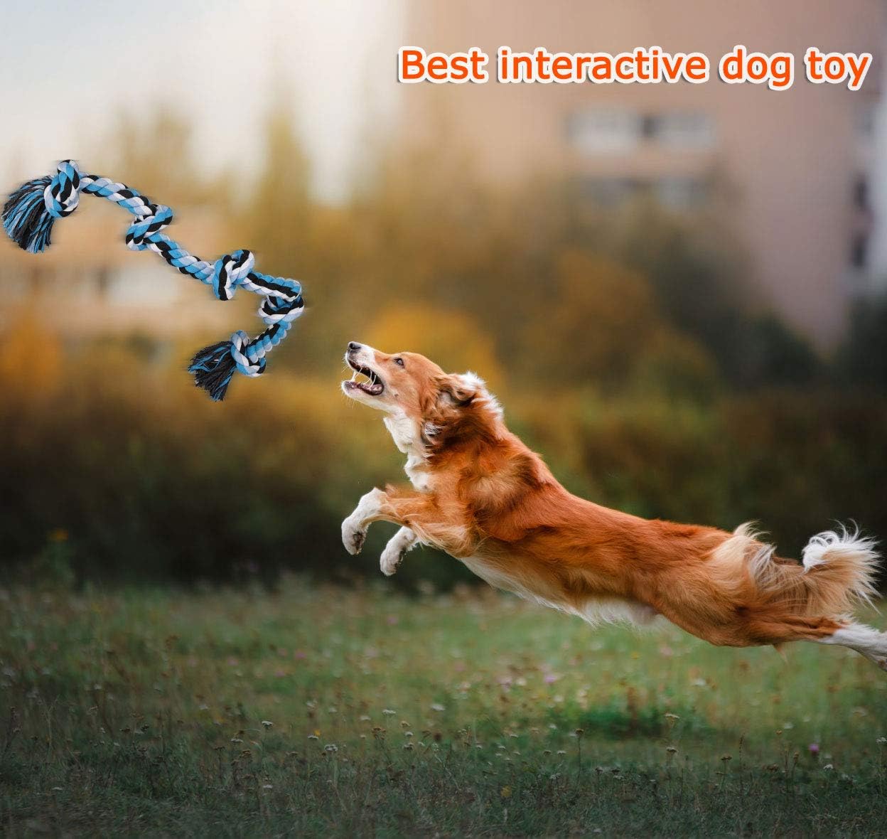 BMAG Dog Rope Toys for Aggressive Chewers, Interactive Heavy Duty Dog Toys for Medium Large Dogs, Tough Twisted Rope Toy with 5 Knots