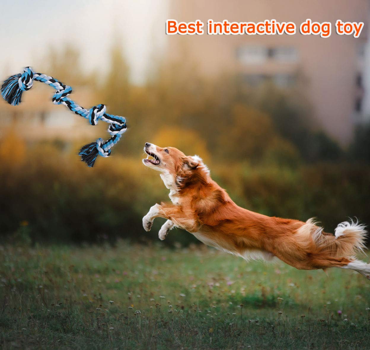 BMAG Dog Rope Toys for Aggressive Chewers, Interactive Heavy Duty Dog Toys for Medium Large Dogs, Tough Twisted Rope Toy with 5 Knots