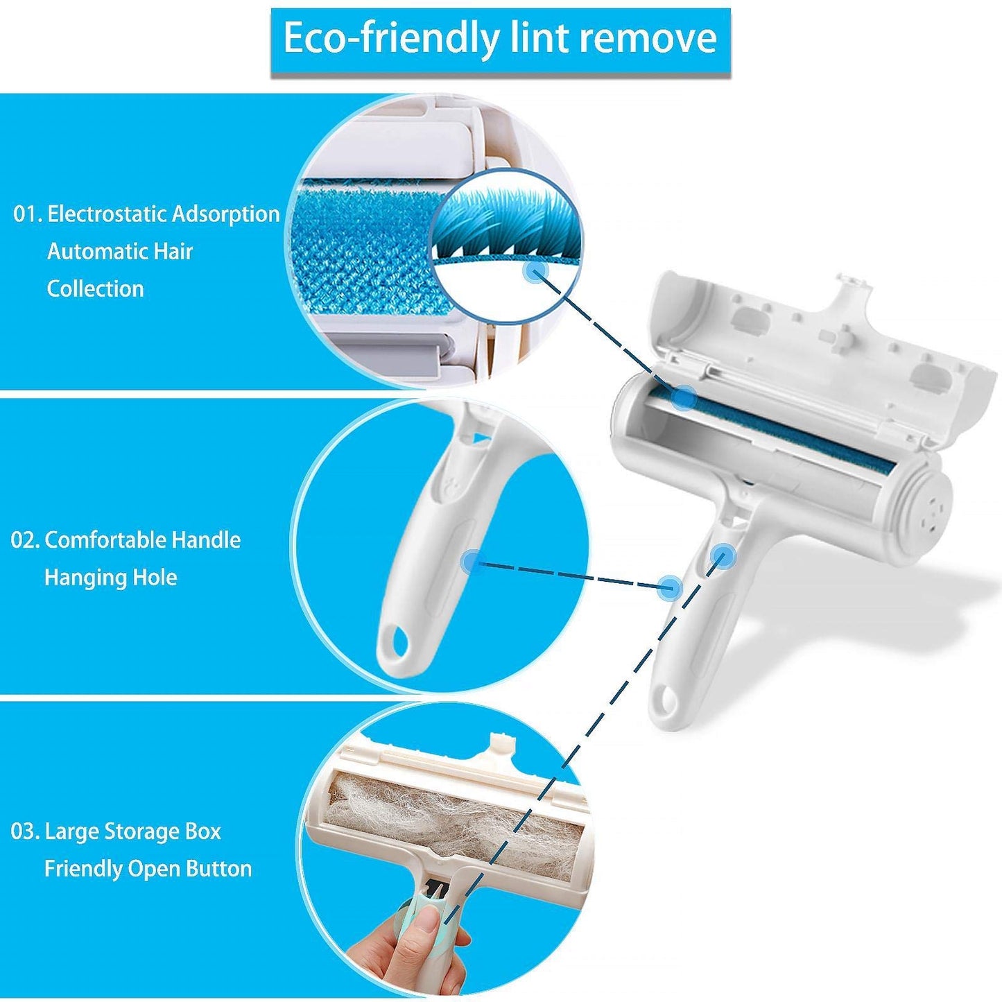 ACE2ACE Pet Hair Remover Roller, Reusable Animal Hair Removal Brush for Dogs and Cats, Self Clean Pet Fur from Carpet, Furniture, Rugs, Laundry, Clothes and Bedding, Sofa