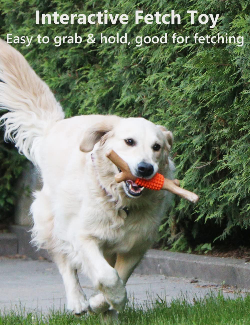 SCHITEC Dog Chew Toy for Aggressive Chewers, Tough Big Nylon & Rubber Teething Stick with Real Maple Wood Flavor for Large Medium Breed