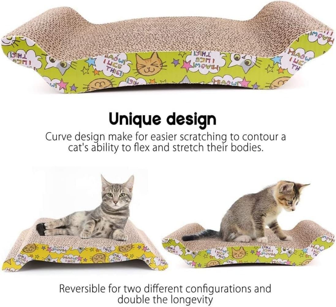 Mumoo Bear Cat Scratching Board Lounger Sofa Bed, Reversible Pads - Premium Cardboard Construction