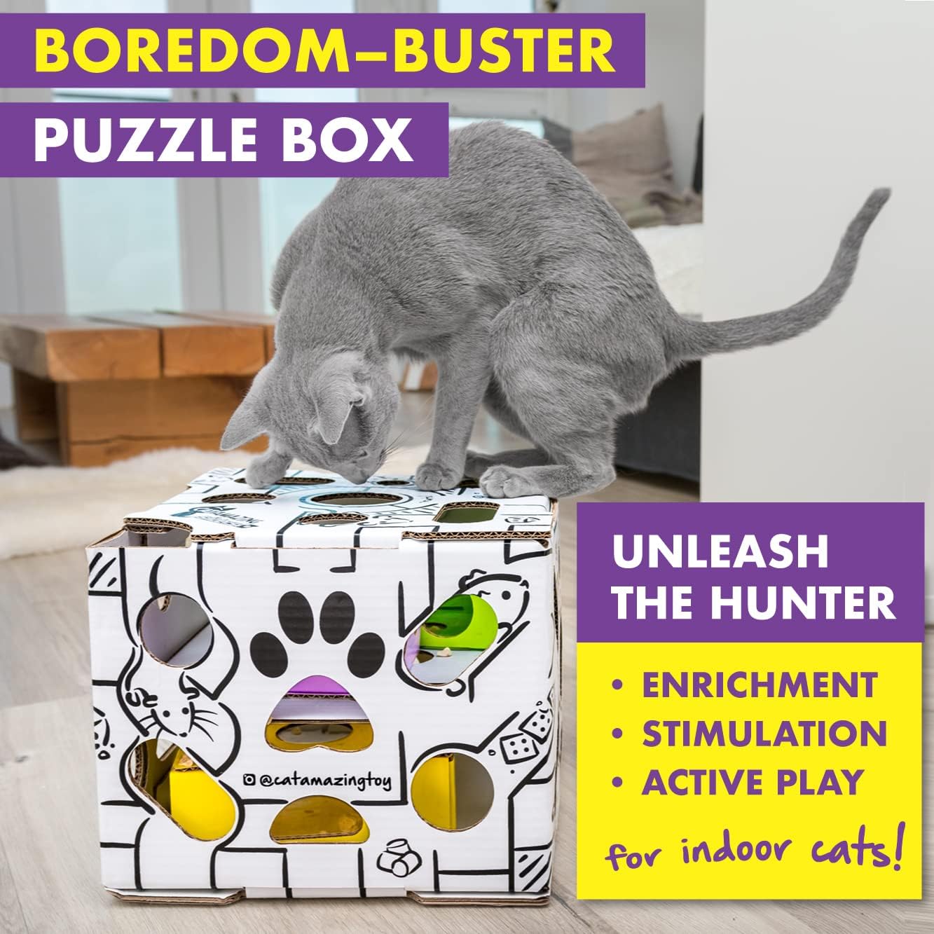 Cat Amazing Sliders β Puzzle Toy for Indoor Cats β Treat Box Interactive Maze β Enrichment Feeder β Best Cat Toy Ever!