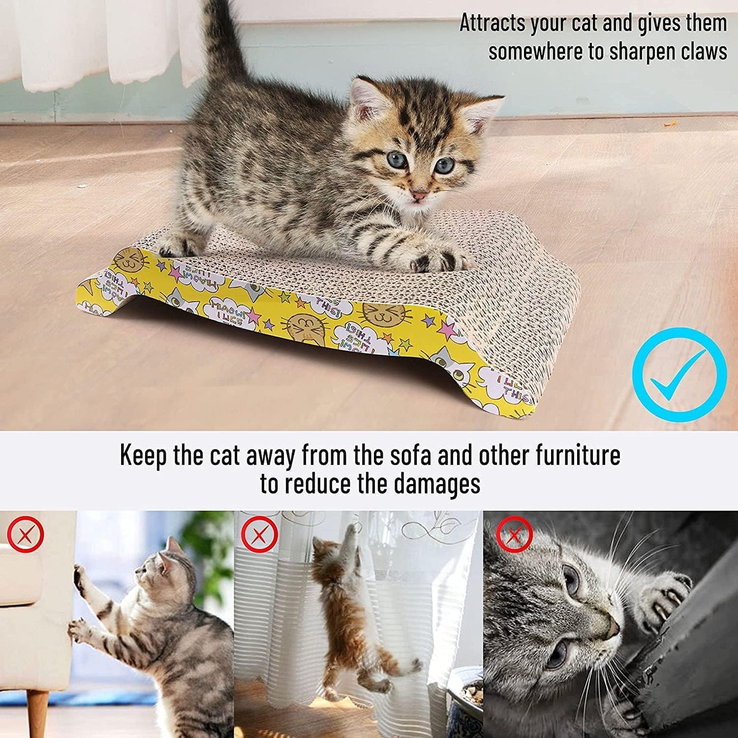 Mumoo Bear Cat Scratching Board Lounger Sofa Bed, Reversible Pads - Premium Cardboard Construction