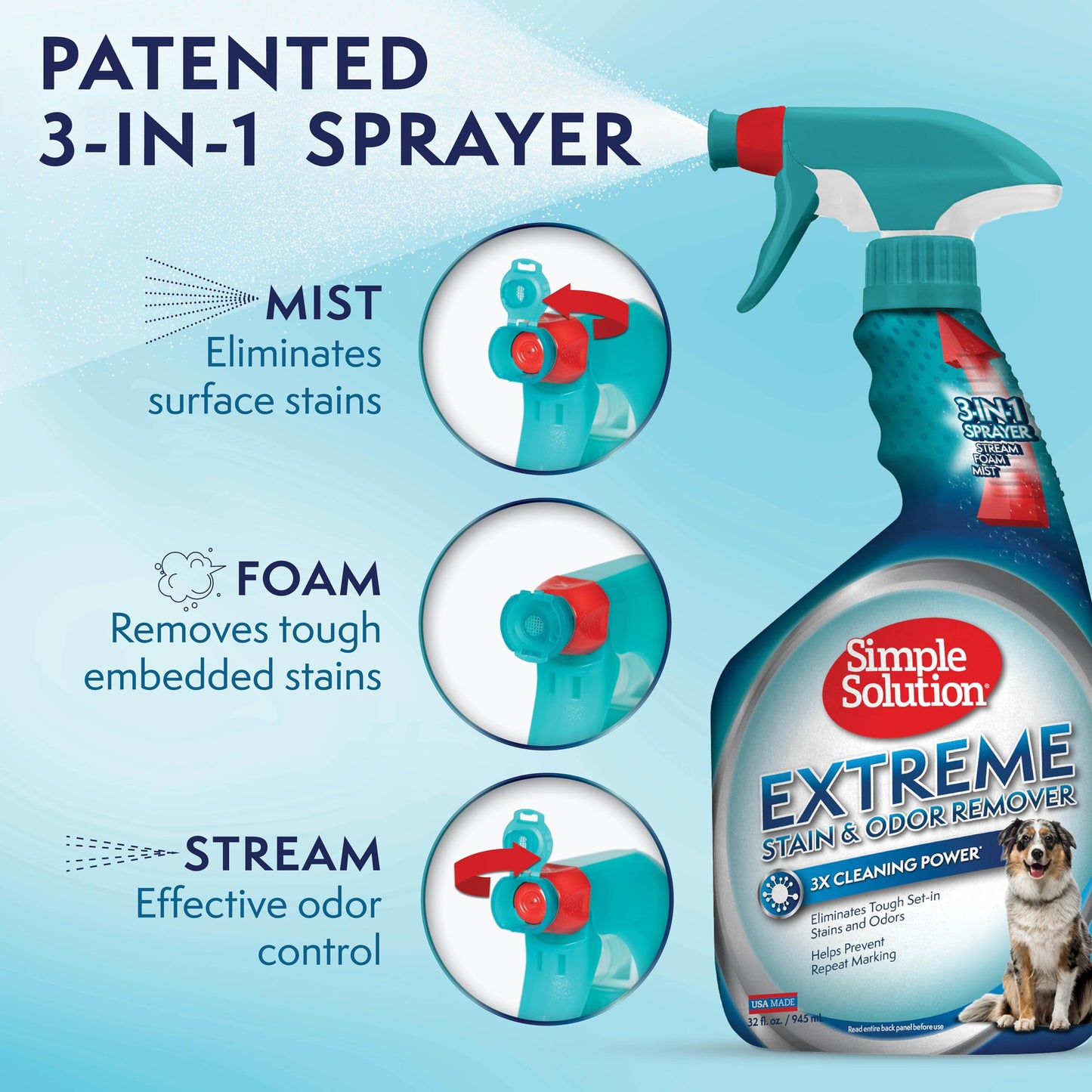 Simple Solution Extreme Dog Stain Odour Remover, 32 Oz, White