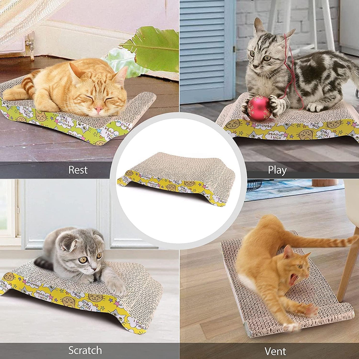 Mumoo Bear Cat Scratching Board Lounger Sofa Bed, Reversible Pads - Premium Cardboard Construction