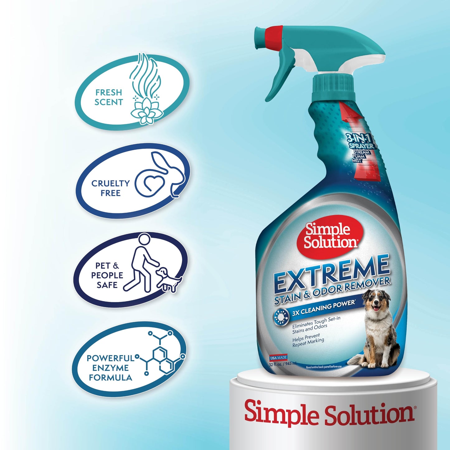Simple Solution Extreme Dog Stain Odour Remover, 32 Oz, White