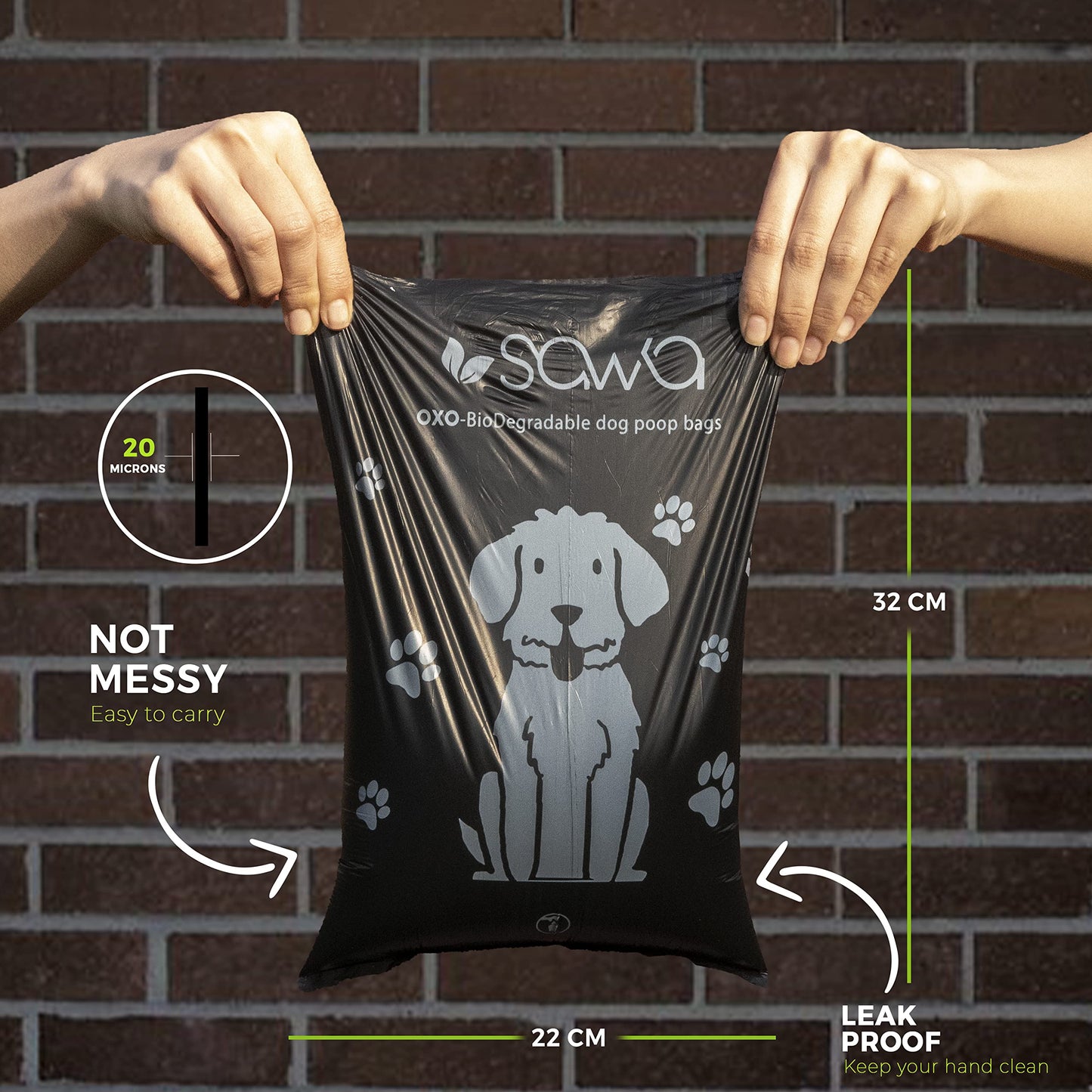 SAWA Dog Poop Bags, Lavender Scented with Dispenser 20 Rolls 300 Pack of Thick Poo Bags and Leash Clip for Doggy Cat Puppy Large Biodegradable leak Proof Eco- Friendly Dog Waste Bags, Pet Dog Supplies
