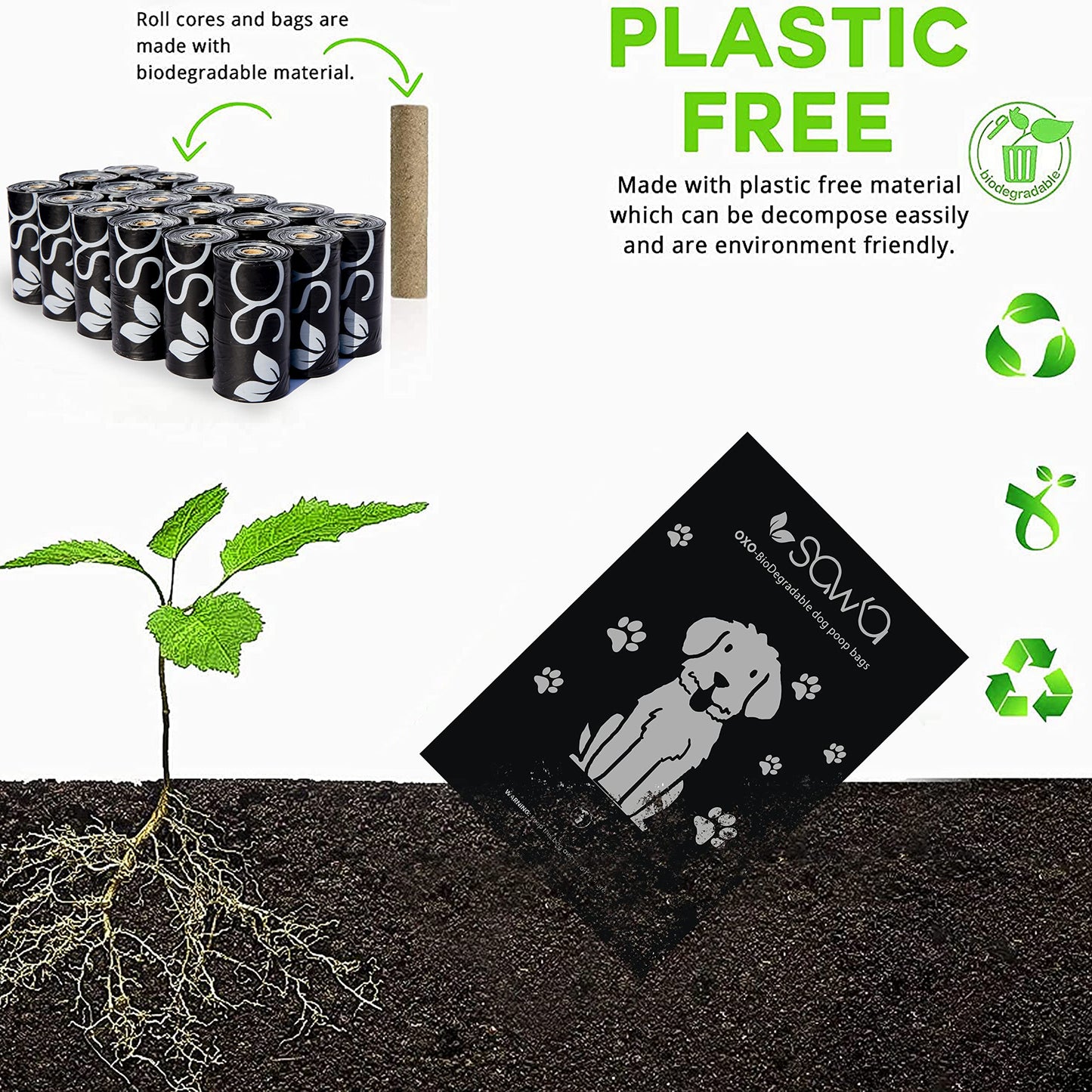 SAWA Dog Poop Bags, Lavender Scented with Dispenser 20 Rolls 300 Pack of Thick Poo Bags and Leash Clip for Doggy Cat Puppy Large Biodegradable leak Proof Eco- Friendly Dog Waste Bags, Pet Dog Supplies