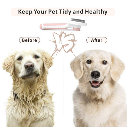 Baytion Pet Grooming Brush, Cats Dogs Brushes for Long Haired & Short Hair, Supple Stainless Steel Bristles Quick Cleaning of the Brush to Remove Tangles Dead Undercoat and Dirt