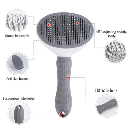 SKY TOUCH Pet Cat Brush for Shedding and Grooming, Dog Hair Removal Brush, Pet Groomer Shedding Grooming Tools Combs Rakes, Cats Brush for Short or Long Haired Removes Loose Hair & Tangles, grey