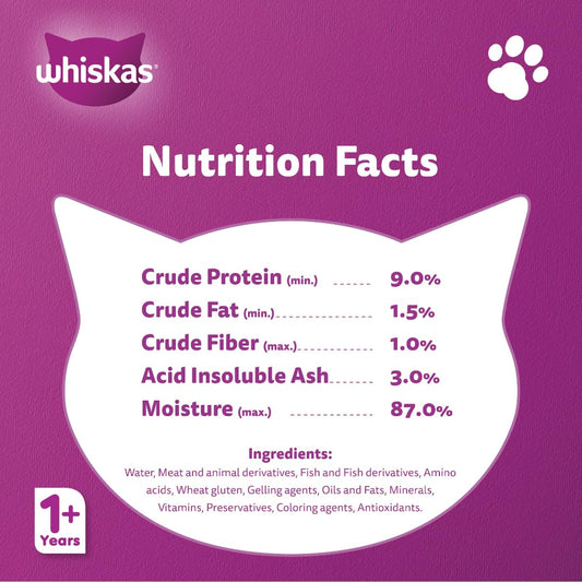 Whiskas Oceanfish in Jelly Wet Cat Food Pack of 12x80g, Wet Food for 1+ Years Adult Cats, Complete and Balanced Nutrition
