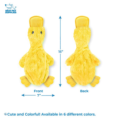 Best Pet Supplies Crinkle Dog Toy for Small, Medium, and Large Breeds, Cute No Stuffing Duck with Soft Squeaker, Fun for Indoor Puppies and Senior Pups, Plush No Mess Chew and Play - Yellow