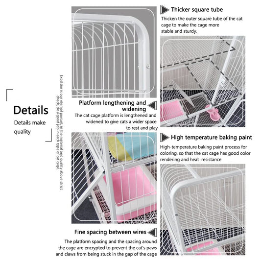 NeoStyle Large Cat Cage 4 Tier,Cat Cage Playpen Box Crate Kennel for Indoor Cats with Doors & Detachable Tray & Ladders & Wheels (Black(76 * 54 * 136cm))