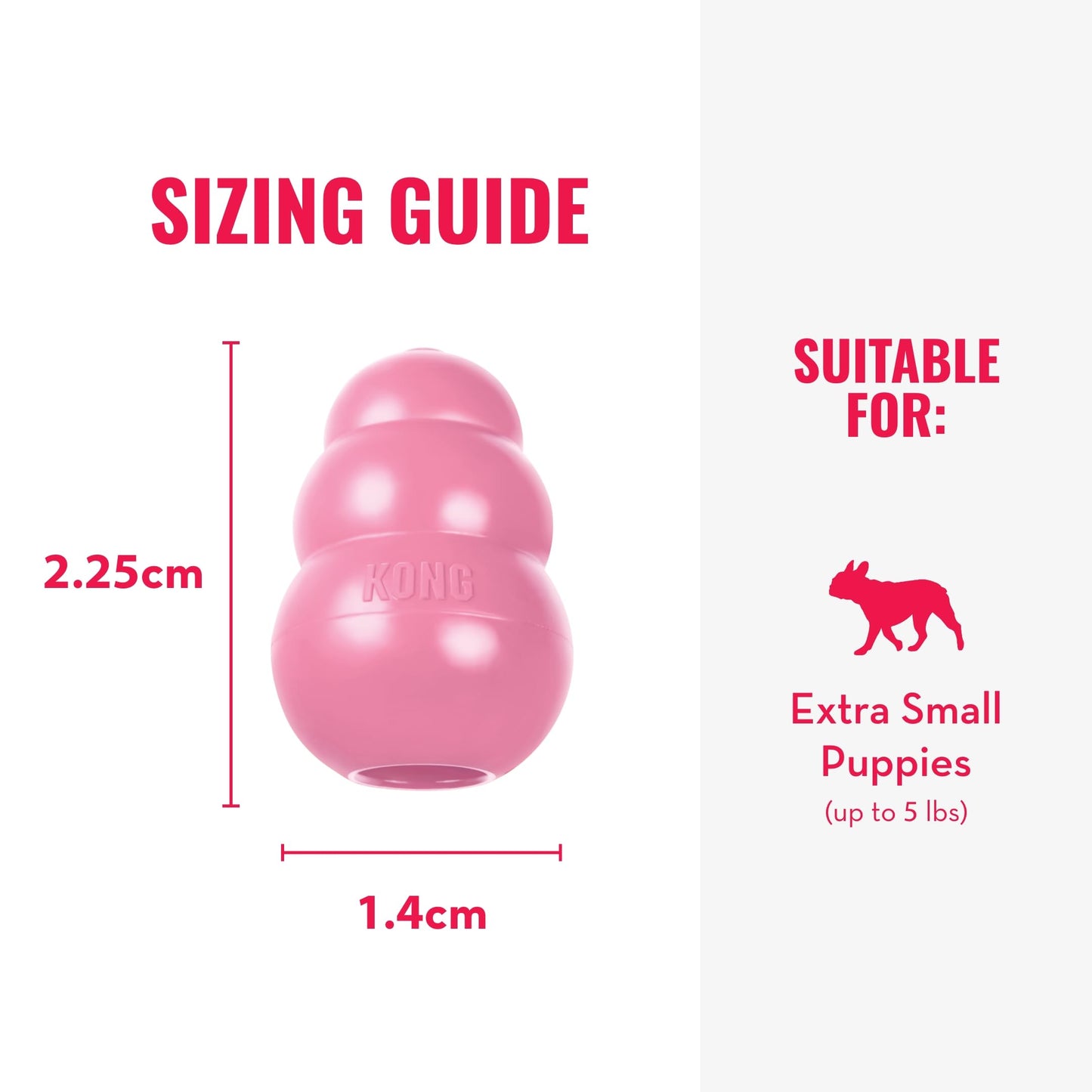 KONG Puppy - Natural Teething Rubber Chew Toy for Dogs - Stuffable Dog Toy for Extended Playtime - Chew & Fetch Toy for Puppies - for XS Puppies - Pink