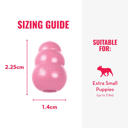 KONG Puppy - Natural Teething Rubber Chew Toy for Dogs - Stuffable Dog Toy for Extended Playtime - Chew & Fetch Toy for Puppies - for XS Puppies - Pink
