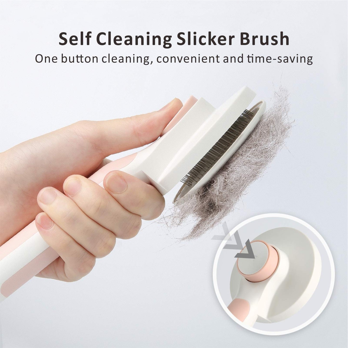 Baytion Pet Grooming Brush, Cats Dogs Brushes for Long Haired & Short Hair, Supple Stainless Steel Bristles Quick Cleaning of the Brush to Remove Tangles Dead Undercoat and Dirt