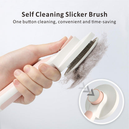 Baytion Pet Grooming Brush, Cats Dogs Brushes for Long Haired & Short Hair, Supple Stainless Steel Bristles Quick Cleaning of the Brush to Remove Tangles Dead Undercoat and Dirt
