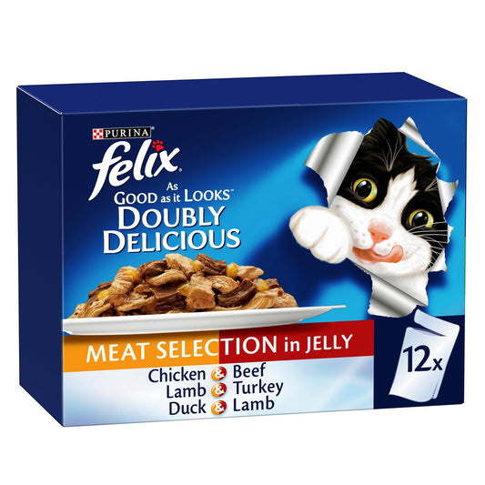 Purina Felix As Good As It Look Doubly Delicious Wet Cat Food Meat Selections 85g (Pack of 12)