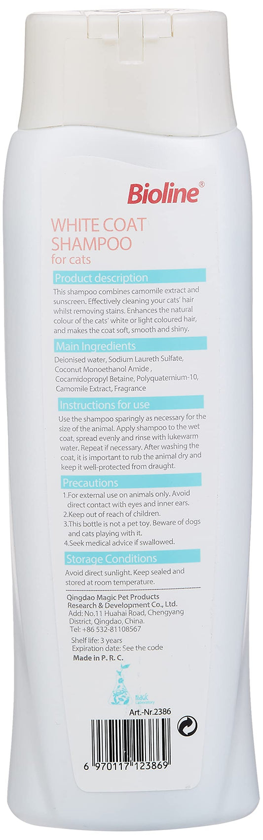 Bioline White Coat Shampoo For Cat 200 Ml, Multicolor