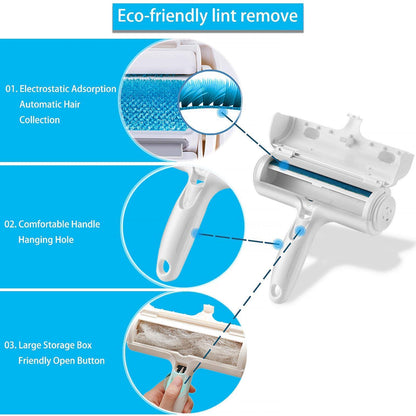 ACE2ACE Pet Hair Remover Roller, Reusable Animal Hair Removal Brush for Dogs and Cats, Self Clean Pet Fur from Carpet, Furniture, Rugs, Laundry, Clothes and Bedding, Sofa