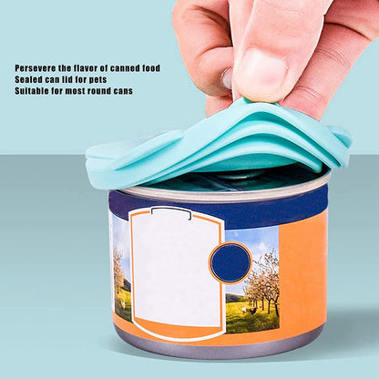 ELECDON Pet Food Can Lids and Spoons, Universal BPA Free Silicone Can Lids Covers for Dog and Cat Food, One Can Cap Fit Most Standard Size Canned Dog Cat Food (Green)