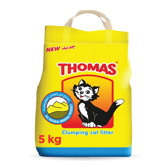 Thomas Cat Litter, Natural Minerals Litter Sand, This Cat Litter Clumping and Highly Absorbent Nature Will Ensure Your Cat Will Come Back to its Cat Litter Box with Comfort, Bag of 5kg