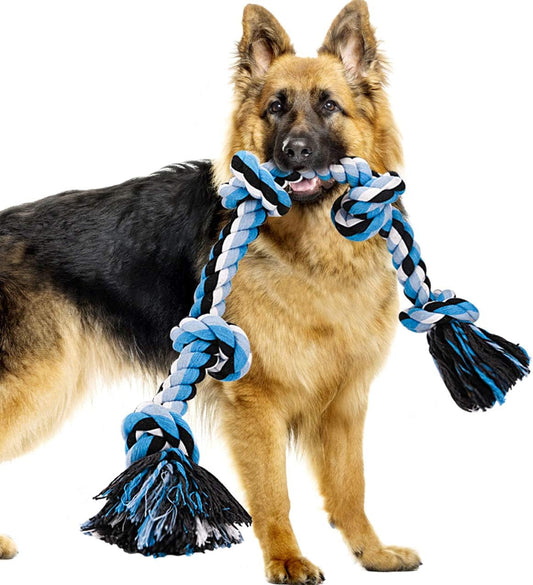 BMAG Dog Rope Toys for Aggressive Chewers, Interactive Heavy Duty Dog Toys for Medium Large Dogs, Tough Twisted Rope Toy with 5 Knots