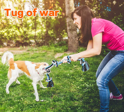 BMAG Dog Rope Toys for Aggressive Chewers, Interactive Heavy Duty Dog Toys for Medium Large Dogs, Tough Twisted Rope Toy with 5 Knots