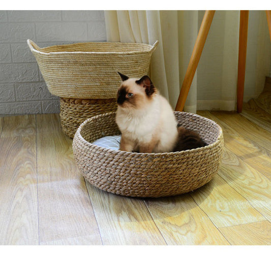 “Rattan Bed Basket” Cat Bed, Dog Bed